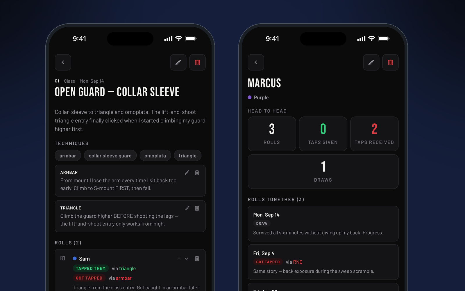 Your Training Log Should Know Who You Rolled With